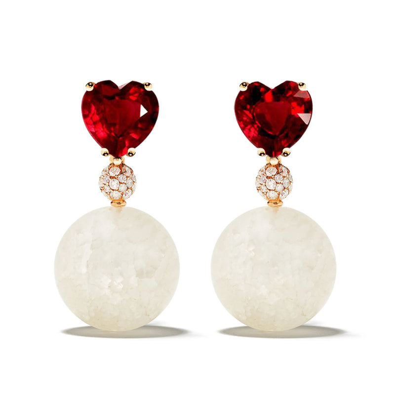 Heart-Shape Red Ruby Earrings