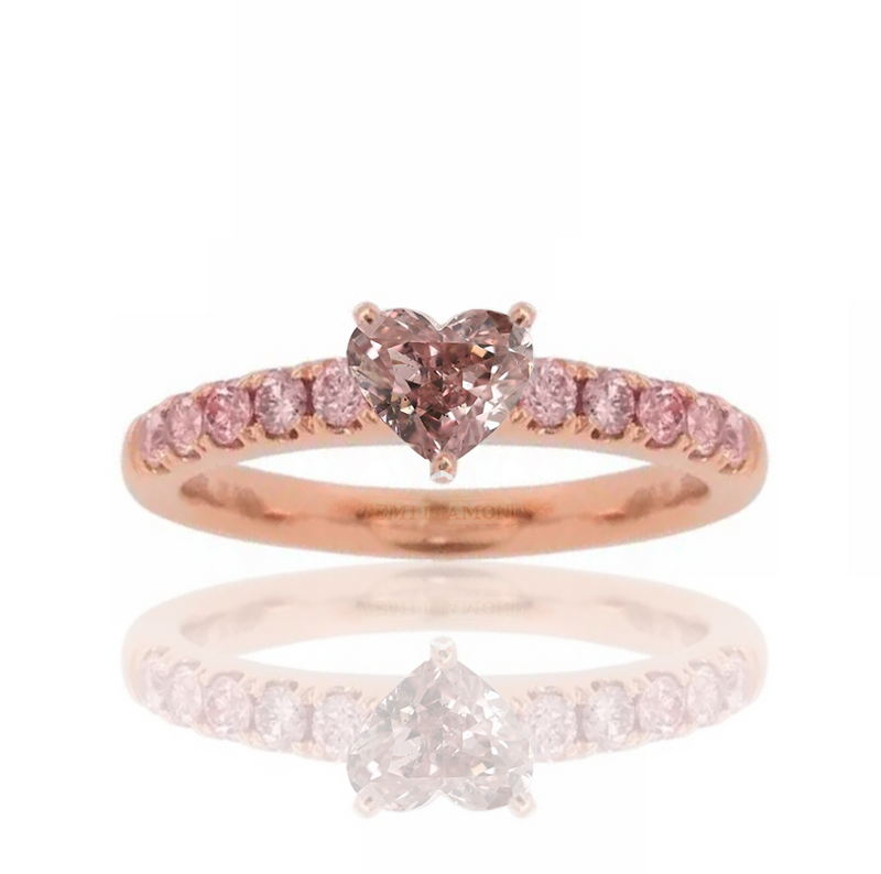 Diamante rosa fantasia da 0,15 carati, 4PR, a forma di cuore, purezza VS1, GIA e ARGYLE